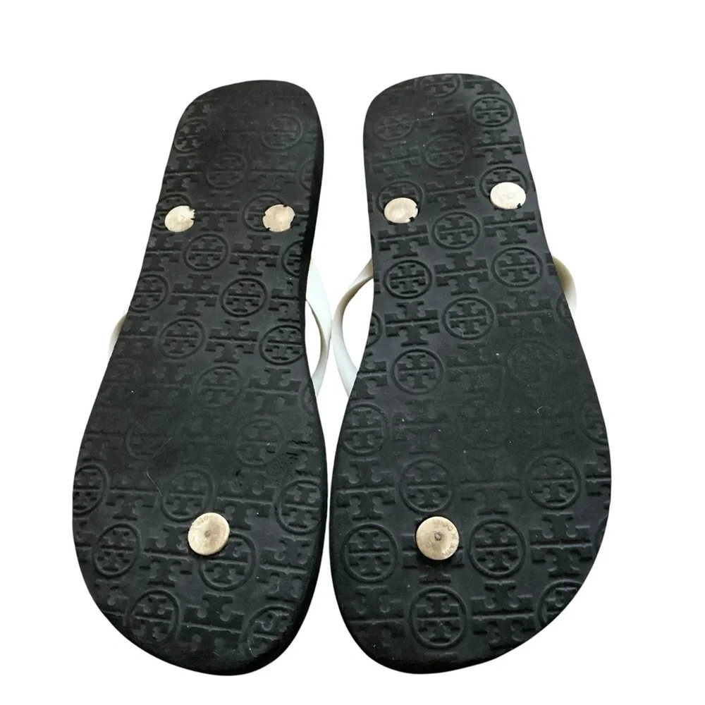 Tory Burch women’s sandals size 8 black white polka dot foam flip flops